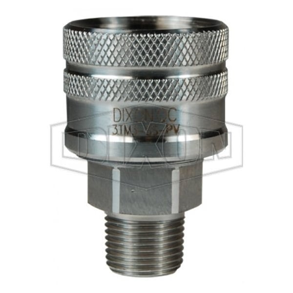 DQC T Quick Disconnect Hydraulic Poppet Valve Coupling, 3/8-18 Nominal, Male NPTF, Steel